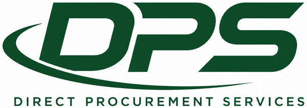 The logo for Direct Procurement Services (DPS) features the letters 'DPS' in bold dark green with a curved swoosh behind them, and the full name 'DIRECT PROCUREMENT SERVICES' printed in smaller green capital letters below on a white background.